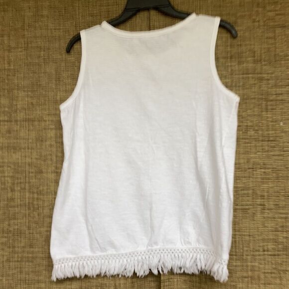 Dylan white cotton tank top with cotton fringe - Picture 6 of 6